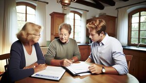 Familie bespricht vertrauensvoll die Absicherung der geerbten Immobilie