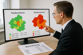 Europäischer Sachverständiger prüft Verkehrswert und Lagefaktoren eines Familienhauses in einem deutschen Büro
