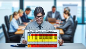 Europäischer Sachverständiger analysiert Verordnungstexte und Risikogewichtstabellen der CRR III an einem Schreibtisch mit Paragraphenverweisen