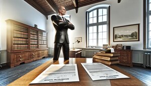 Europäischer Sachverständiger vergleicht zwei Wertermittlungsdokumente an seinem Schreibtisch