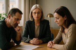Ehepaar vor dem gemeinsamen Familienheim